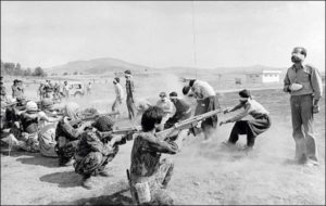 Iranian regime forces execute Islamic-leftist Mojahidin-e-Halq militants, 1982.
