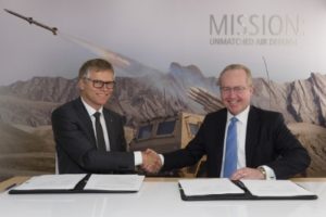 "Dr. Tom Kennedy, Raytheon Chairman and CEO, and Harald Annestad, CEO Kongsberg Defence & Aerospace AS, signed the 10-year agreement during the Paris Air Show." Raytheon website, 2015.