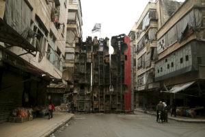 A barricade in Aleppo: Reuters.