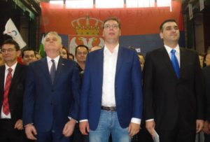 Tomislav Nikolic and Aleksandar Vucic at a conference in Kragujevcu. Courtesy to http://www.kurir.rs/