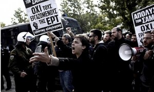ERT tv station protest athens greece